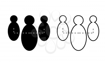 People connection, team linear icon vector, black and white version