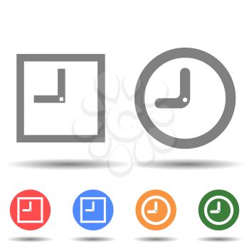 Rectangle and round clock icon vector logo isolated on background