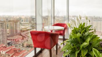 Beautiful restaurant interior with plants