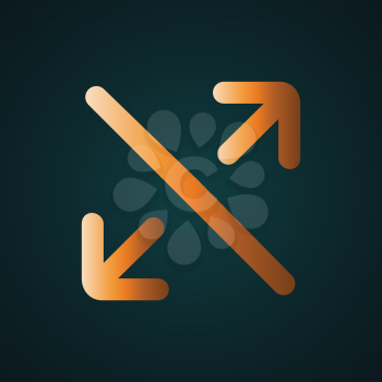 Spreading outward arrows vector. Gradient gold concept with dark background