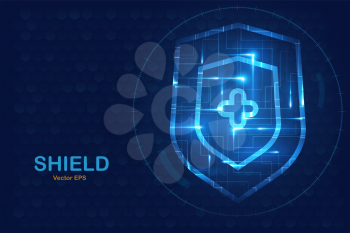 Medical protection shield glowing futuristic low polygonal