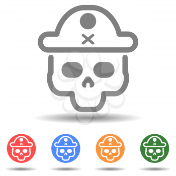 Pirate skull emblem vector in simple style