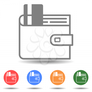 Wallet with money and credit card vector icon