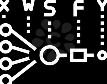 mathematical model neural network glyph icon vector. mathematical model neural network sign. isolated contour symbol black illustration