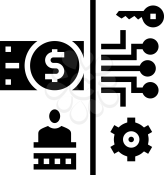 electronic money security glyph icon vector. electronic money security sign. isolated contour symbol black illustration