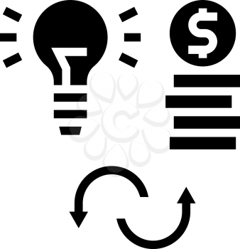 idea to money converter glyph icon vector. idea to money converter sign. isolated contour symbol black illustration