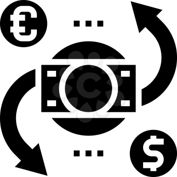 currency exchange and converter glyph icon vector. currency exchange and converter sign. isolated contour symbol black illustration