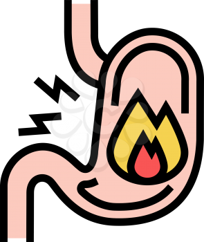 heartburn stomach color icon vector. heartburn stomach sign. isolated symbol illustration