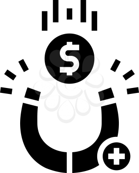 magnetic attracting money glyph icon vector. magnetic attracting money sign. isolated contour symbol black illustration