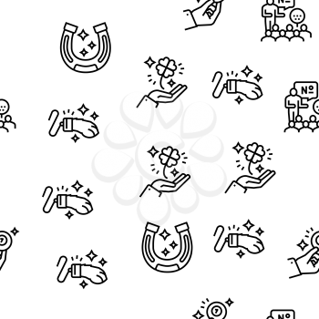 Lotto Gamble Game Vector Seamless Pattern Thin Line Illustration