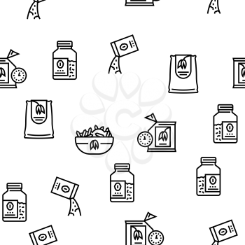 Oatmeal Nutrition Vector Seamless Pattern Thin Line Illustration