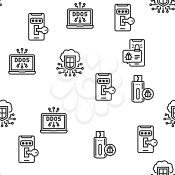 Internet Security Vector Seamless Pattern Thin Line Illustration