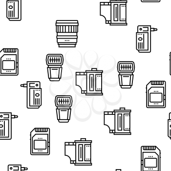 Photography Device Vector Seamless Pattern Thin Line Illustration