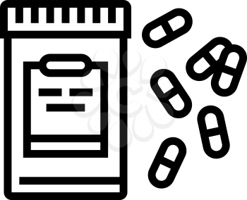 anesthesia drugs pills and container line icon vector. anesthesia drugs pills and container sign. isolated contour symbol black illustration