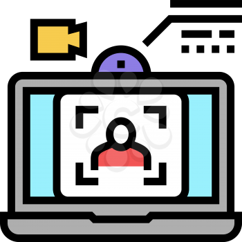 laptop video camera face id color icon vector. laptop video camera face id sign. isolated symbol illustration