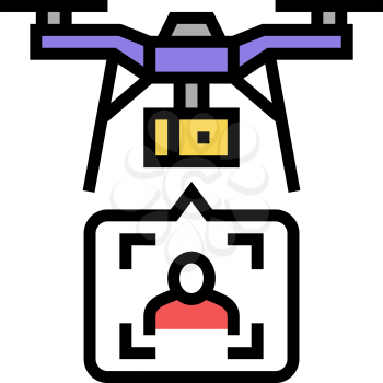 drone delivery and identificate with face id technology color icon vector. drone delivery and identificate with face id technology sign. isolated symbol illustration