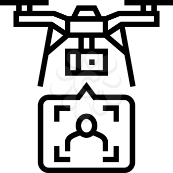 drone delivery and identificate with face id technology line icon vector. drone delivery and identificate with face id technology sign. isolated contour symbol black illustration