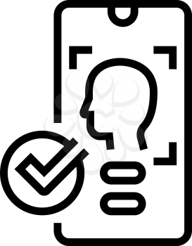 smartphone unblocked with face id line icon vector. smartphone unblocked with face id sign. isolated contour symbol black illustration