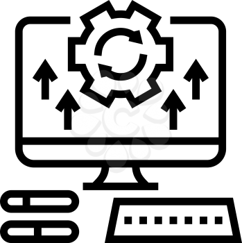 computer optimize line icon vector. computer optimize sign. isolated contour symbol black illustration