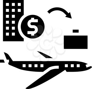 transport and business trip benefits glyph icon vector. transport and business trip benefits sign. isolated contour symbol black illustration