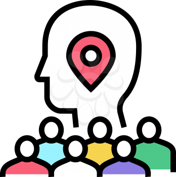 searching potential client crowdsoursing service color icon vector. searching potential client crowdsoursing service sign. isolated symbol illustration