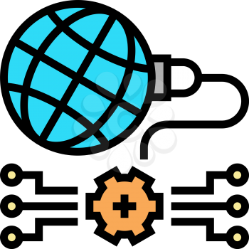 global electric energy saving color icon vector. global electric energy saving sign. isolated symbol illustration