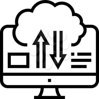 download and upload from cloud digital processing line icon vector. download and upload from cloud digital processing sign. isolated contour symbol black illustration