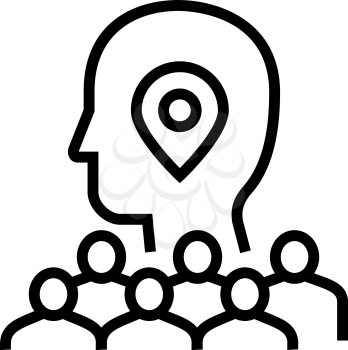 searching potential client crowdsoursing service line icon vector. searching potential client crowdsoursing service sign. isolated contour symbol black illustration
