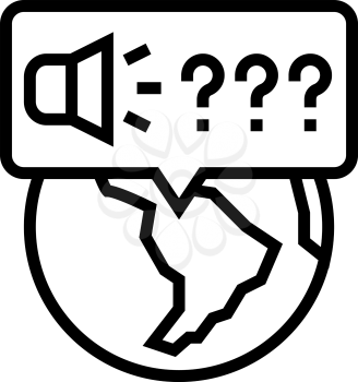 global question about goods line icon vector. global question about goods sign. isolated contour symbol black illustration