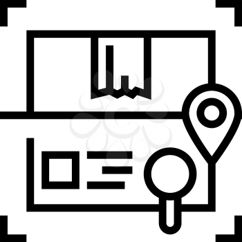 scanning and researching box line icon vector. scanning and researching box sign. isolated contour symbol black illustration