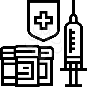 syringe medical treatment and health protect line icon vector. syringe medical treatment and health protect sign. isolated contour symbol black illustration