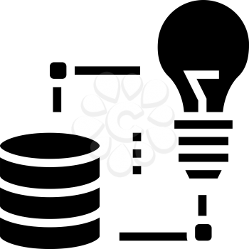 idea realization digital processing glyph icon vector. idea realization digital processing sign. isolated contour symbol black illustration