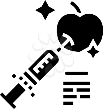 fruits genetic syringe glyph icon vector. fruits genetic syringe sign. isolated contour symbol black illustration