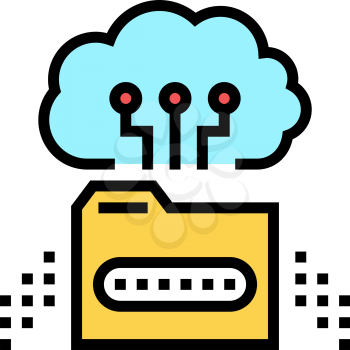 cloud storage library education color icon vector. cloud storage library education sign. isolated symbol illustration