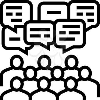 public discussion on forum line icon vector. public discussion on forum sign. isolated contour symbol black illustration