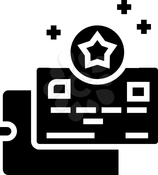 card bonus in wallet glyph icon vector. card bonus in wallet sign. isolated contour symbol black illustration