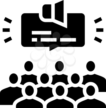 public hearing on forum glyph icon vector. public hearing on forum sign. isolated contour symbol black illustration