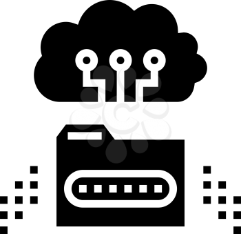 cloud storage library education glyph icon vector. cloud storage library education sign. isolated contour symbol black illustration