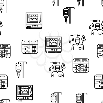 Anesthesiologist Tool Vector Seamless Pattern Thin Line Illustration