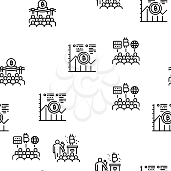 Ico Initial Coin Offer Vector Seamless Pattern Thin Line Illustration