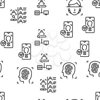 Face Id Technology Vector Seamless Pattern Thin Line Illustration