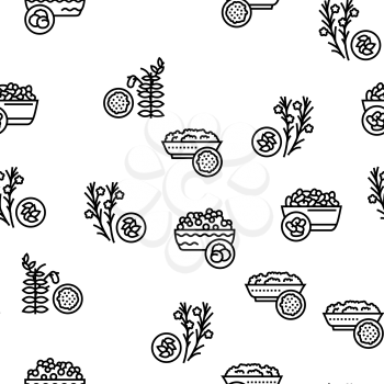 Groats Natural Food Vector Seamless Pattern Thin Line Illustration