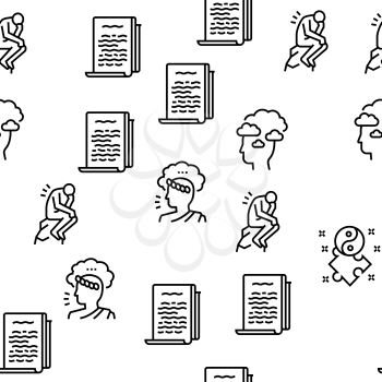 Philosophy Science Vector Seamless Pattern Thin Line Illustration