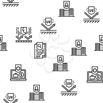 Protect Technology Vector Seamless Pattern Thin Line Illustration