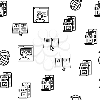 Online Education Book Vector Seamless Pattern Thin Line Illustration