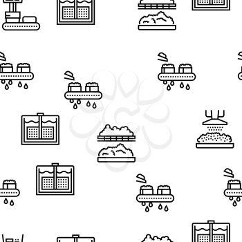 Cheese Production Vector Seamless Pattern Thin Line Illustration