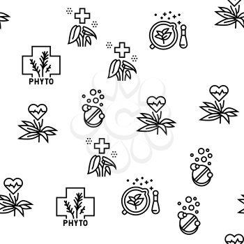 Phytotherapy Treat Vector Seamless Pattern Thin Line Illustration