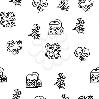 Phytotherapy Treat Vector Seamless Pattern Thin Line Illustration