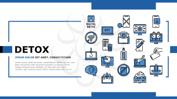 Digital Device Detox Landing Web Page Header Banner Template Vector. Wifi And Smartphone Crossed Out Mark, Off Screen Laptop And Phone Screen Gadget Technology Detox Illustration