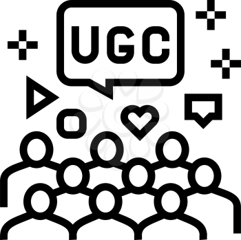 public social media users ugc line icon vector. public social media users ugc sign. isolated contour symbol black illustration